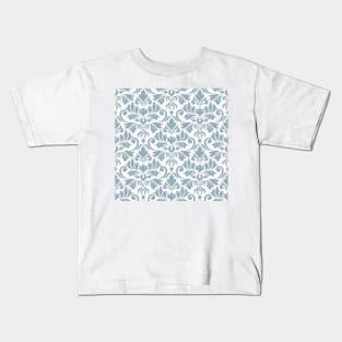 Flourish Damask Ptn Blue on Cream Kids T-Shirt